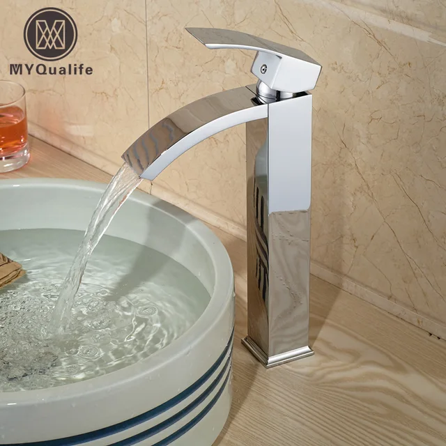 Aliexpress Bright Chrome Waterfall Bathroom Vanity Basin Bright Chrome Waterfall Bathroom Vanity Basin Faucet Deck Mount Mixer Taps For Single Handle