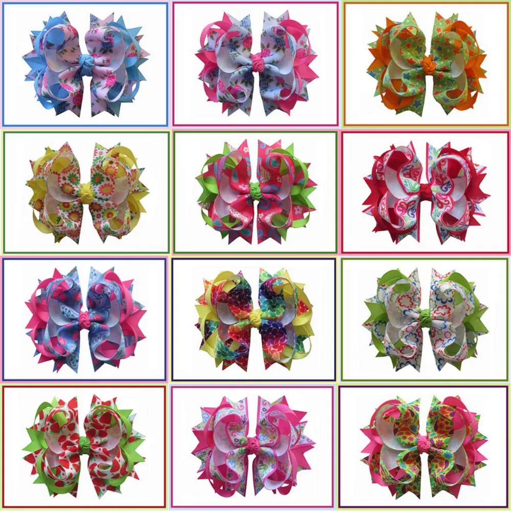 

12pcs BLESSING Happy Girl Hair Accessories Flower 4.5" D- Blossom Bow Clip. Hand Customize Free Shipping