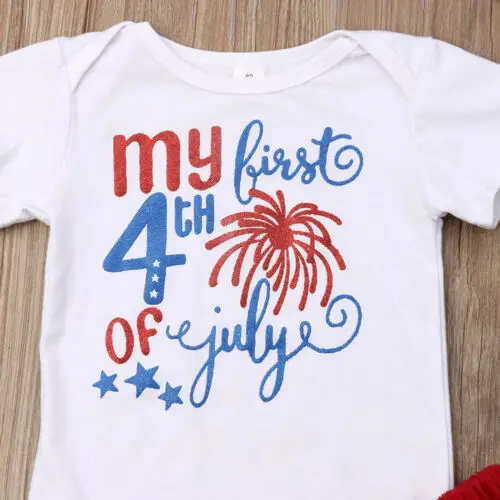 Pudcoco летние 4th of July милый комбинезон для младенцев мальчиков девочек шорты и повязка на голову, одежда с пайетками праздничный наряд