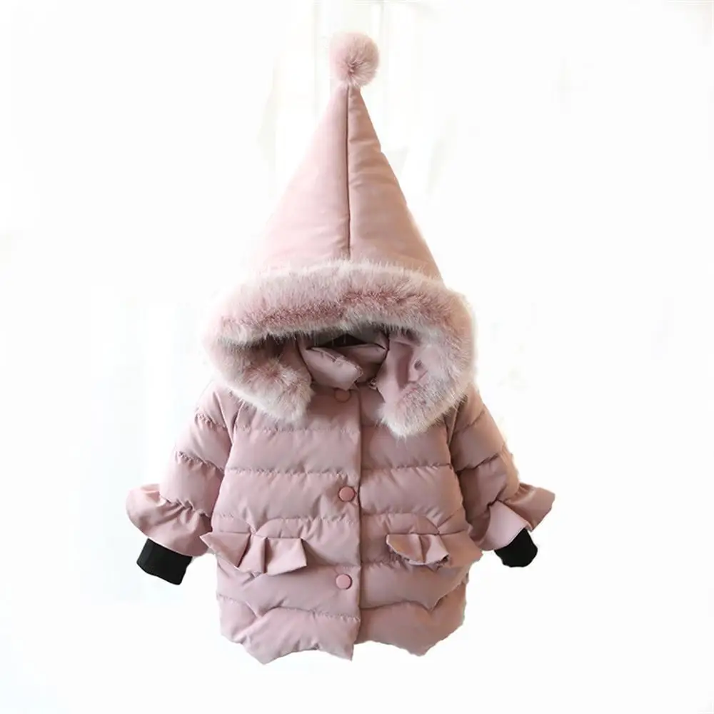 

children down cotton clothes thickened girls winter clothing Pure color cotton wear warm