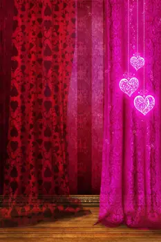 

VinylBDS 5X7FT Purple Curtain Photography Background Romantic Love Curtains Valentine'S Day Photo Backdrops