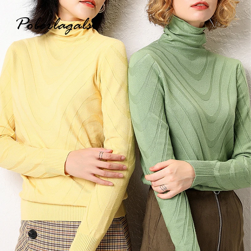 

Autumn ripple sweater women winter wool blends pullovers turtleneck elegant Knitted sweaters female jumper womens clothing 2019