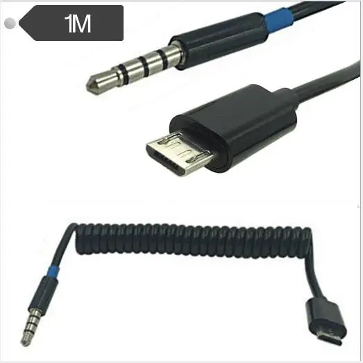 

Telescopic spring line Android Huawei Samsung Sony mobile audio audio cable USB AM to DC3.5 3 pole 1 meter