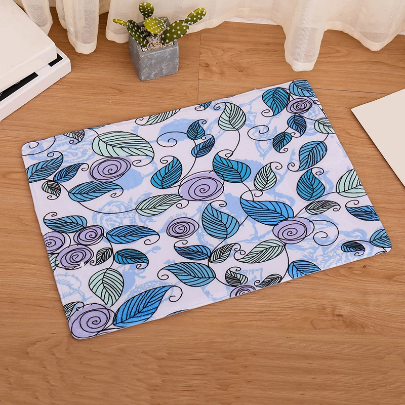 

Flannel Welcome Door Mats CuteCartoon Print Brid Leaf Carpet Kitchen Waterproof Anti-Slip Bedroom Rugs Stair Mats Home Decor