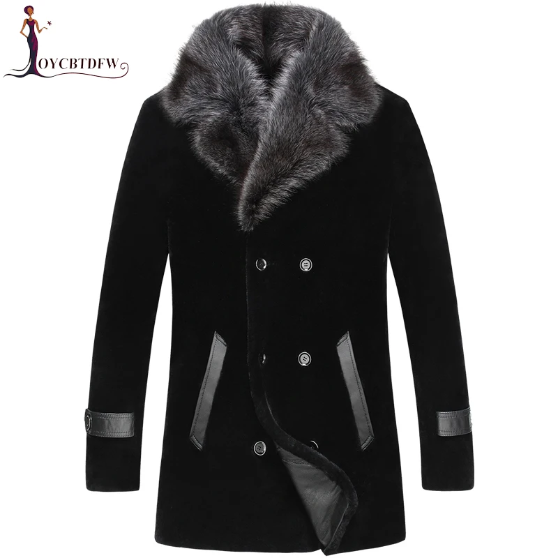 

2018 Direct Selling Sale Palto Large Size Winter Sheep Shearing Outerwear Men One-piece Coat Long Mink Collar Wool Jacket No454