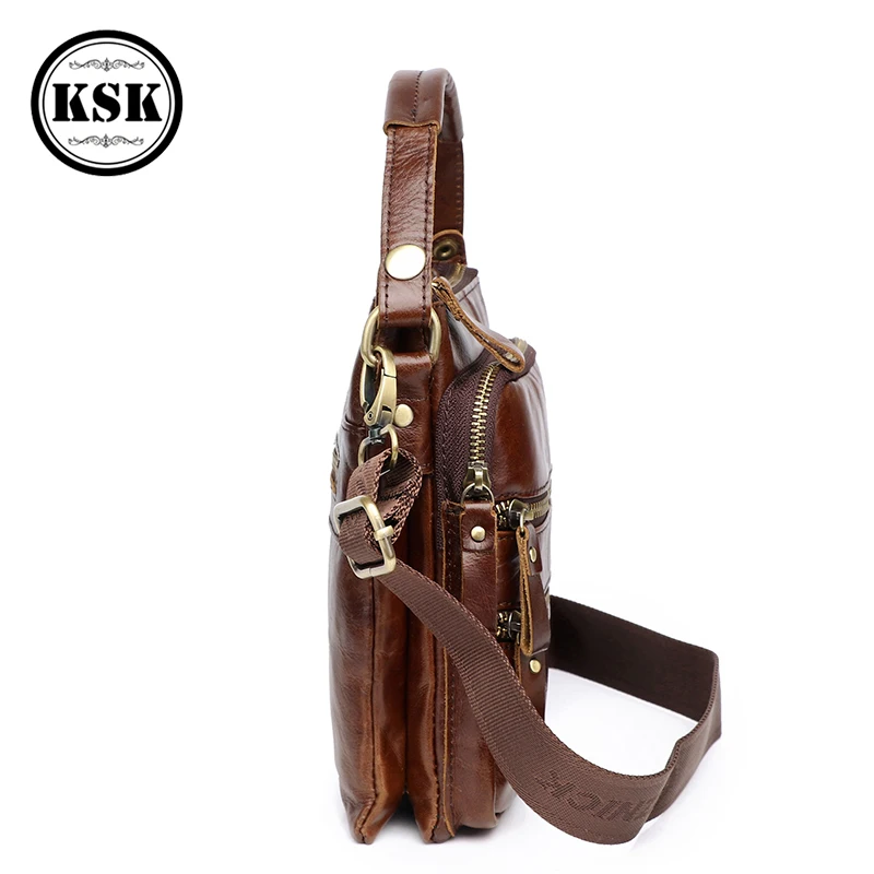 Men Genuine Leather Bag Messenger Bag Shoulder Bags For Men Luxury Handbag Crossbody Bags Vintage Flap Leather Handbag KSK