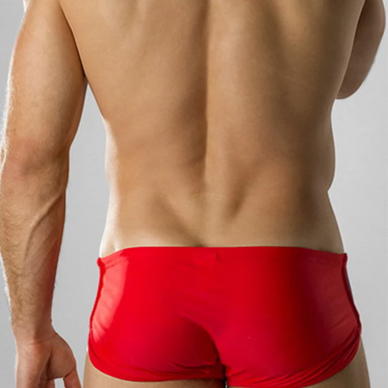 Günstige Männer Badeanzug Rot Blau Schwarz Bademode Mann Kordelzug Elastische Bund Bademode Badehose Schnell Trocken Atmungsaktive Schwimmen Briefs XL