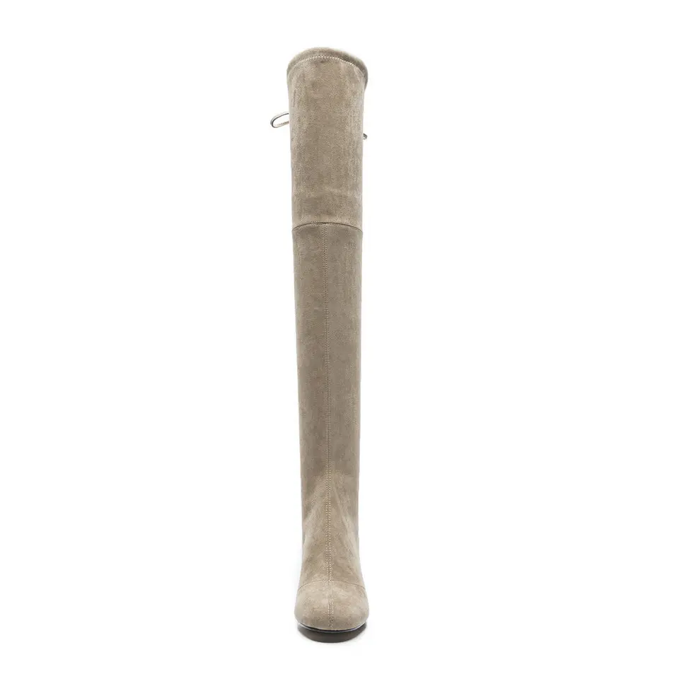 khaki Banda En Moto gris Zapatos Mujer Gris 40 Señoras Elástico Negro 34 Rodilla Sobre Botas Punta Eshtonshero Mujeres Tamaño Med La RB6Hzqq