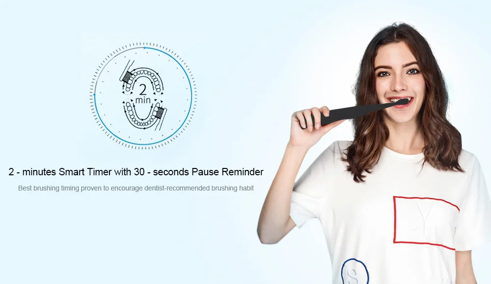 Alfawise SG - 949 Sonic Electric Toothbrush with Smart Timer Five Brushing Modes Waterproof with 3 Brush Heads