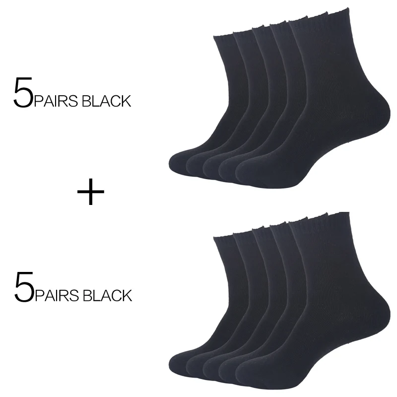 10 пар/лот, высокое качество, мужские зимние утепленные махровые бизнес хлопковые носки, мужские теплые махровые носки, горячая Eur40-44 - Цвет: 10Pairs Black
