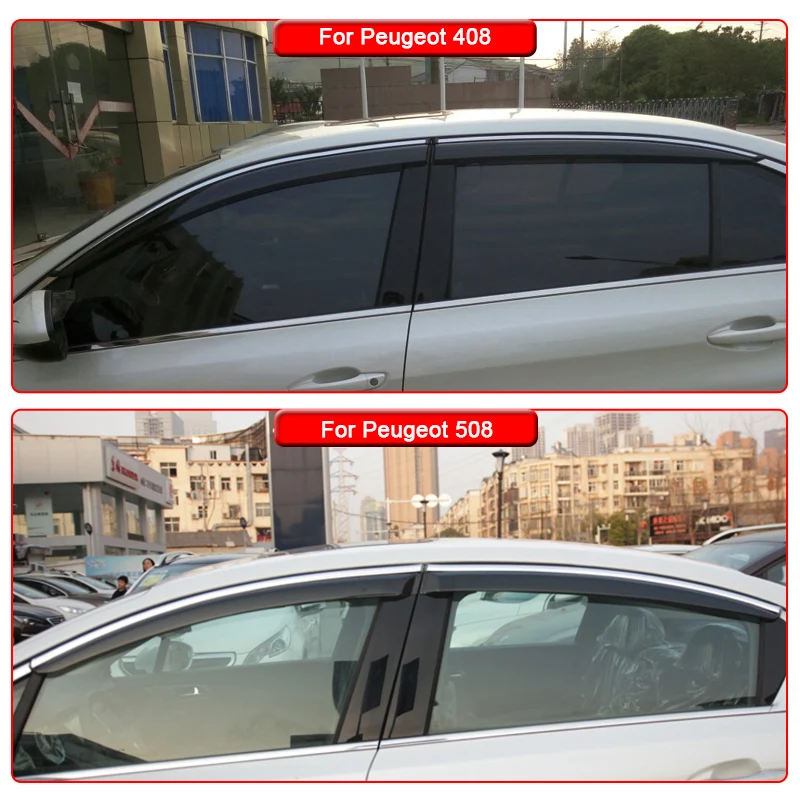 QCBXYYXH Автомобиль Стайлинг 4 шт./лот окна Козырьки для peugeot 301 307 308 408 508 2008 3008 4008 5008 солнце дождь щит наклейки обложки