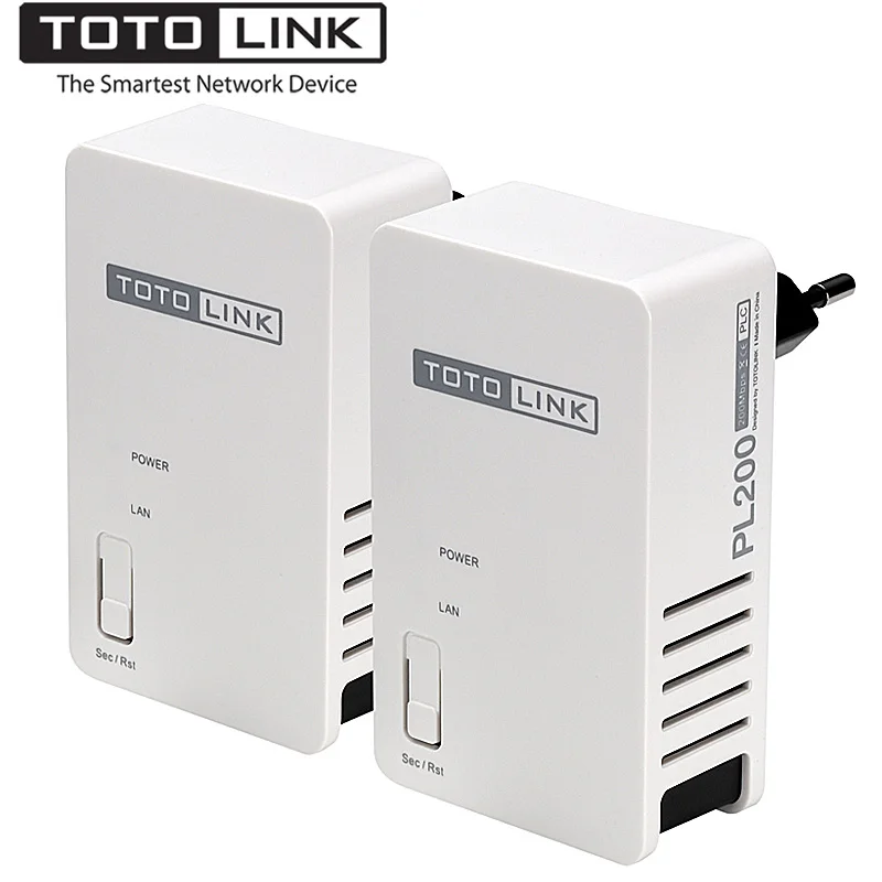 TOTOLINK PL200 KIT 200Mbps Powerline Ethernet Network Adapter, HomePlug AV Bridge, No Wires and Easy Setup, Plug and Play