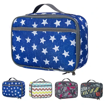 

Wear Resistant Lunch Bag Oxford Cloth Mini Durable With Handle Square Insulated Reusable Print Portable Lunch Bag Pocket
