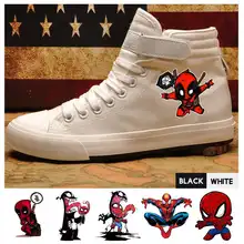 Marvel Comic Deadpool Venom Человек-паук высокие холщовые мужские кроссовки с вельветовыми шнурками модные кроссовки A193291