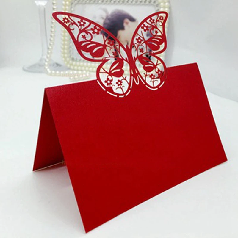 50pcs Laser Cut Butterfly Shaped Table Name Place Cards Chic Favor Message Setting Name Card Wedding Birthday Party Supplies (3)