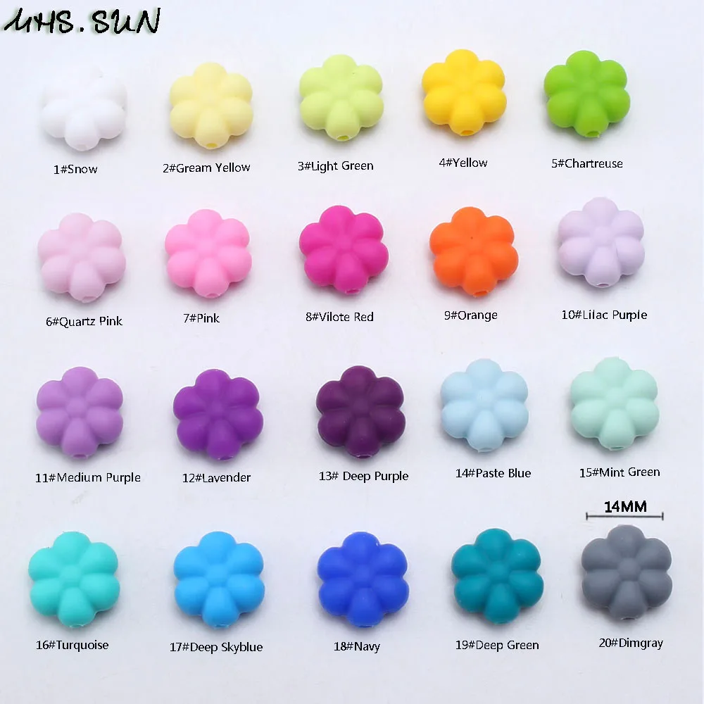 SL266-1 (7).10PCS New Arrival baby silicone beads flower shaped teething teether space beads for chewing necklace pacifier clip JPG