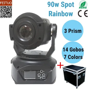 

4pcs+flight case LED Stage 90w Spot Gobos Moving Head Light 3 facet Prism Rainbow Wedding Decor Lighting Disco Moving Heads