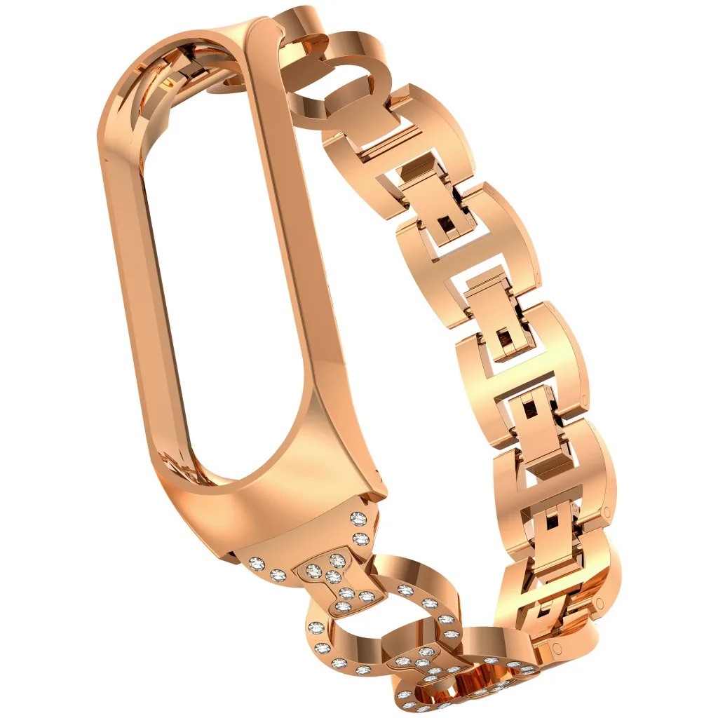 

For Xiaomi Mi Band 3 Smart Watch Band Stainless Steel Metal Watch Strap With diamond Replacement Wristband Bracelet Registered