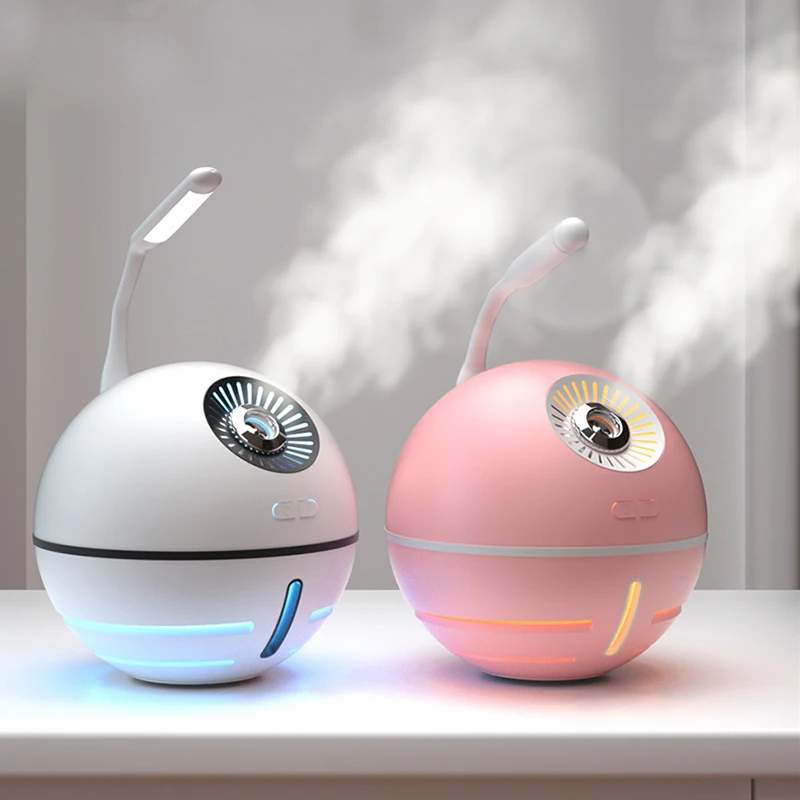

300ml Ultrasonic Air Humidifier 2000mAh Rechargeable Portable Aroma Diffuser Humidificador With USB Fan Light Space Ball Fogger