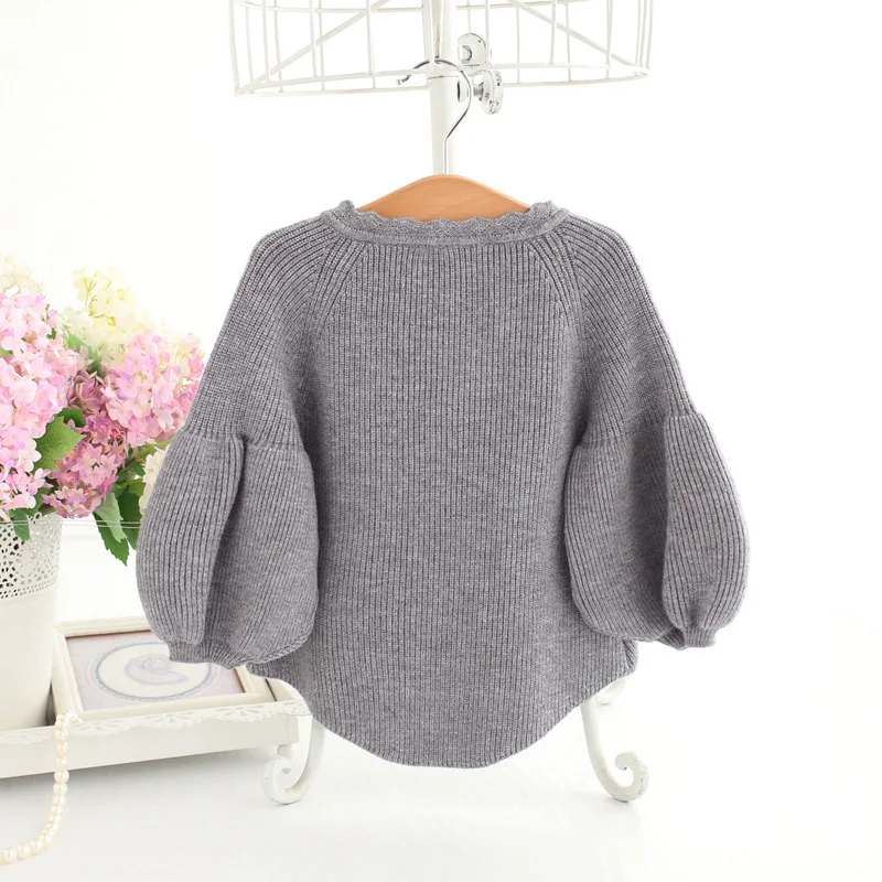 Baby Girl Sweater Children 2018 Spring Lantern Sleeve Bow Pearls Sequined Sweater Cardigan Jacket Cardigan For Girls Cardigan