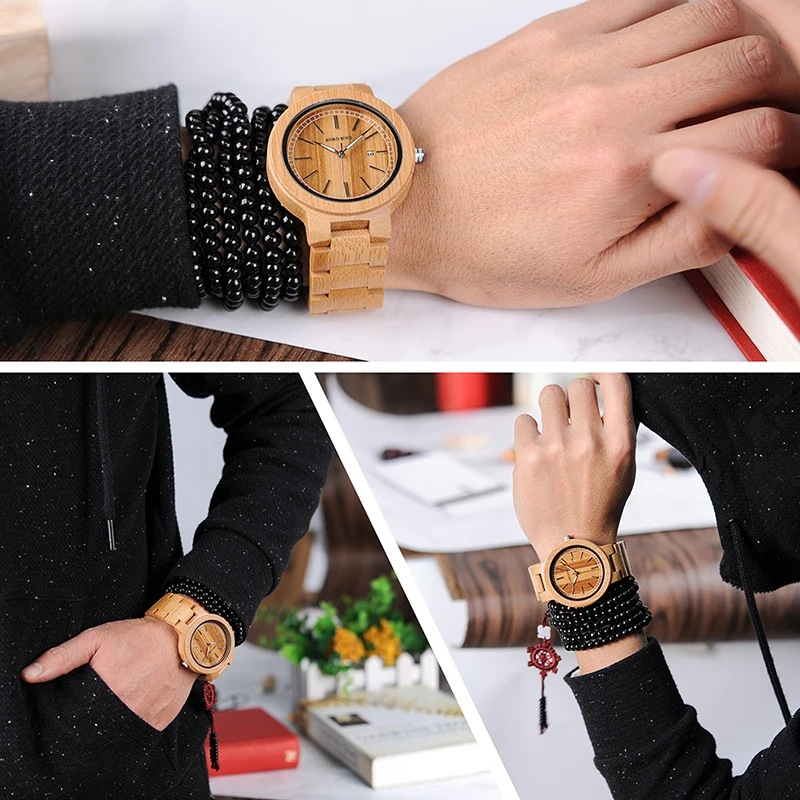 BOBO BIRD V-P23 Natural Bamboo Quartz Wood Watch Men High Quality Wrist watch 2018 New Arrival