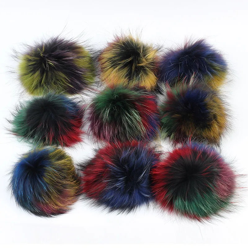 Multi Color Geebro 50 шт./лот 15 см из натуральной енота Мех животных помпонами большой Мех животных шары для зимние шапочки шарф Интимные аксессуары Натуральный мех pom - Цвет: Multi Color
