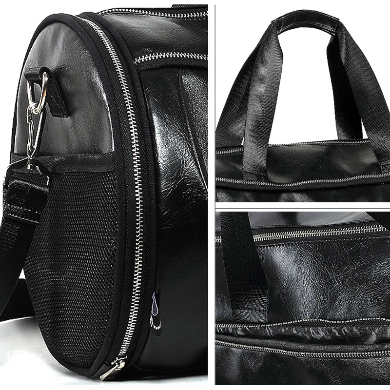 Top Quality PU Mixed Color Sports Gym Bag For Men Women with Independent shoes Travel Yoga Handbag Training Fitness Shoulder Bag