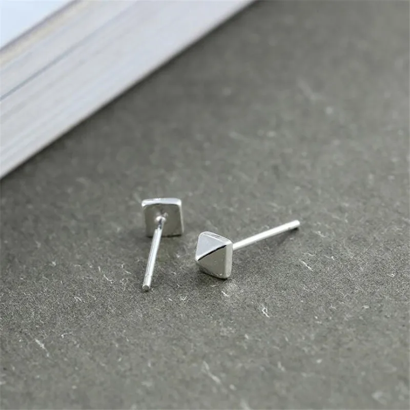 Korean Style Simple Fashion Jewelry Small Pyramid Shaped 925 Sterling Silver Geometric Cute Women Stud Earrings E251 | Украшения и
