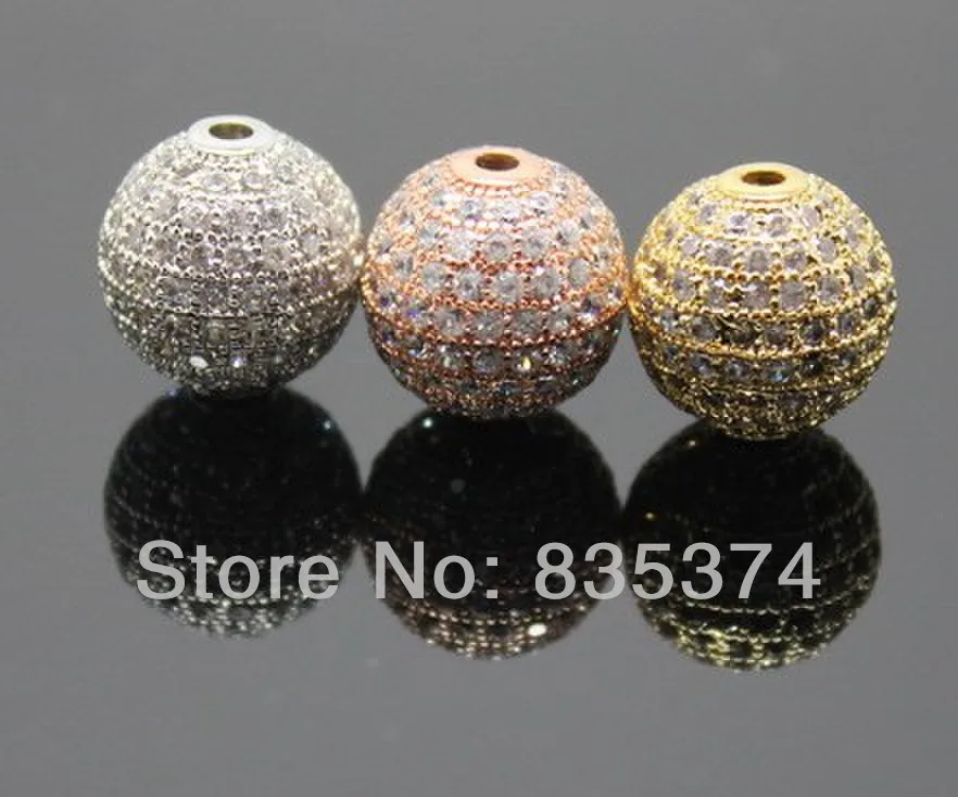High Quality Bling European Beads Fits European Style Bracelet , DIY Jewelry Design 12mm Rose Gold Beads image_2