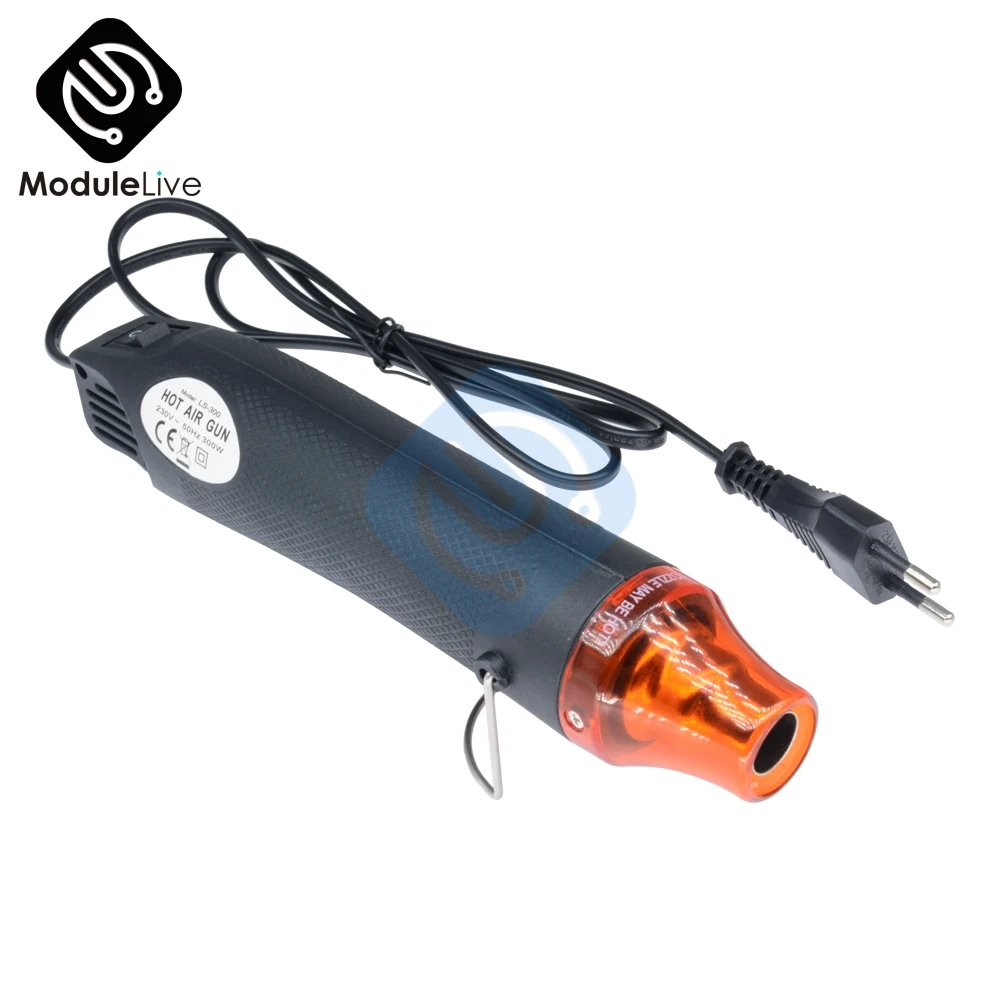 EU plug 220V 300W Heat Gun Shrink Hot Air Temperature Electric Power Nozzles Tool heat gun hiper 2000w 350 600с 300 500 l min 4 nozzles box