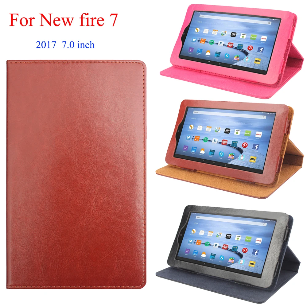 

Luxury Fengma Skin PU Leather Stand Folio Case For Amazon kindle fire HD 7 2017 7.0 inch Flip Protective Cover +Stylus stand Bag