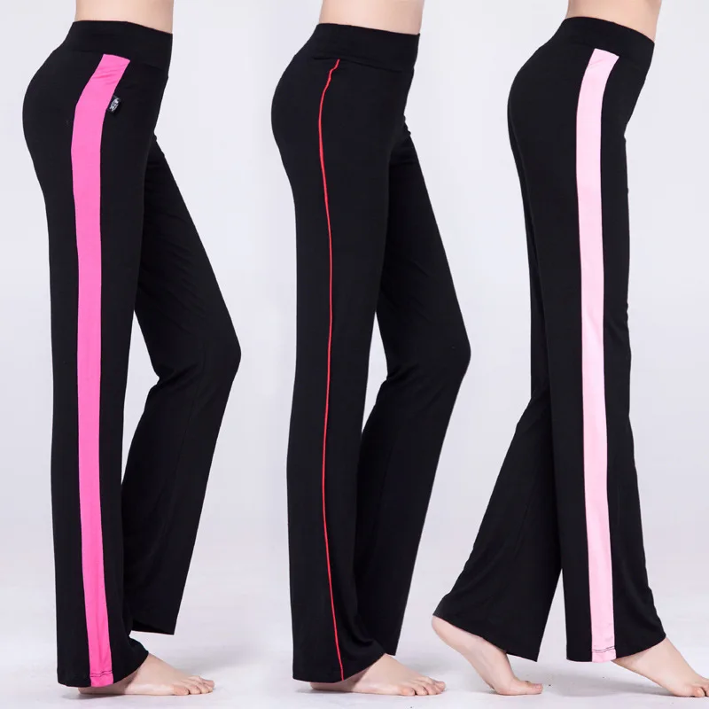 

HOT 2016 indoor stretch sport fitness straight Side stripe pants running absorb sweat vent quick-drying dance clothing