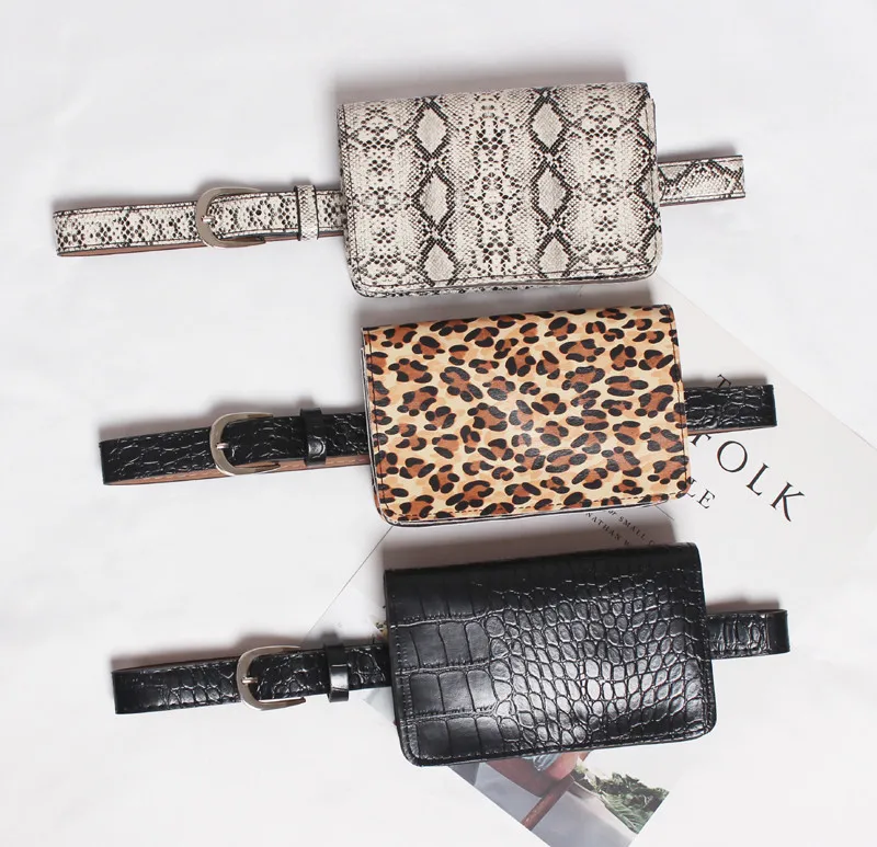 

Women Waist bag 2019 Serpentine Fanny Pack Ladies Fashion Waist Belt Bag Leopard Waist bag Leather Small Shoulder Bags