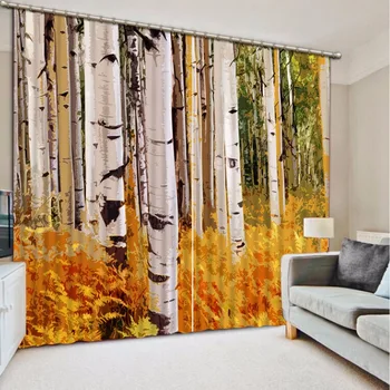 

Modern Curtains tree landscape decoration 3D Curtains For Living room Bedroom Autumn Beautiful scenery 3D Wall Curtains