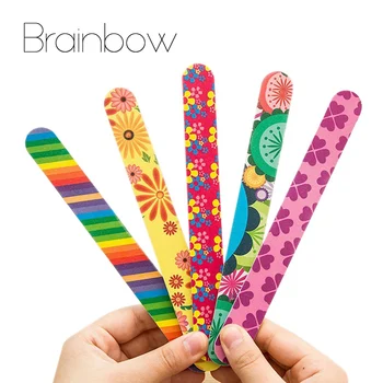 

Brainbow 5pc/lot Colorful Sanding Nail File Printed Double Sided Nail Art Manicure Sanding File Buffer Grits 100/180 Nail Tools