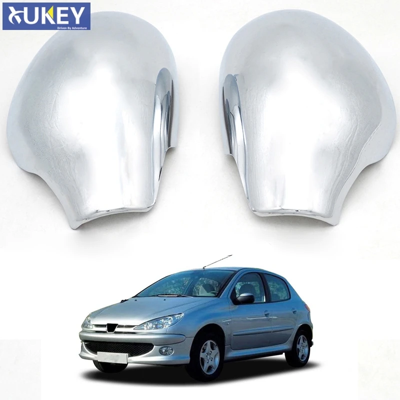 

XUKEY 2Pcs Chrome Door Wing Mirror Trim Covers Rear-view Cap For Peugeot 206 1998 On 206cc 206 For Citroen C3 MK1 2002-2005