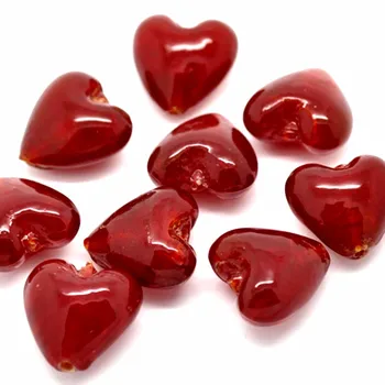 

20Pcs Dark Red Love Heart Lampwork Glass Beads Creation Component 20x20mm