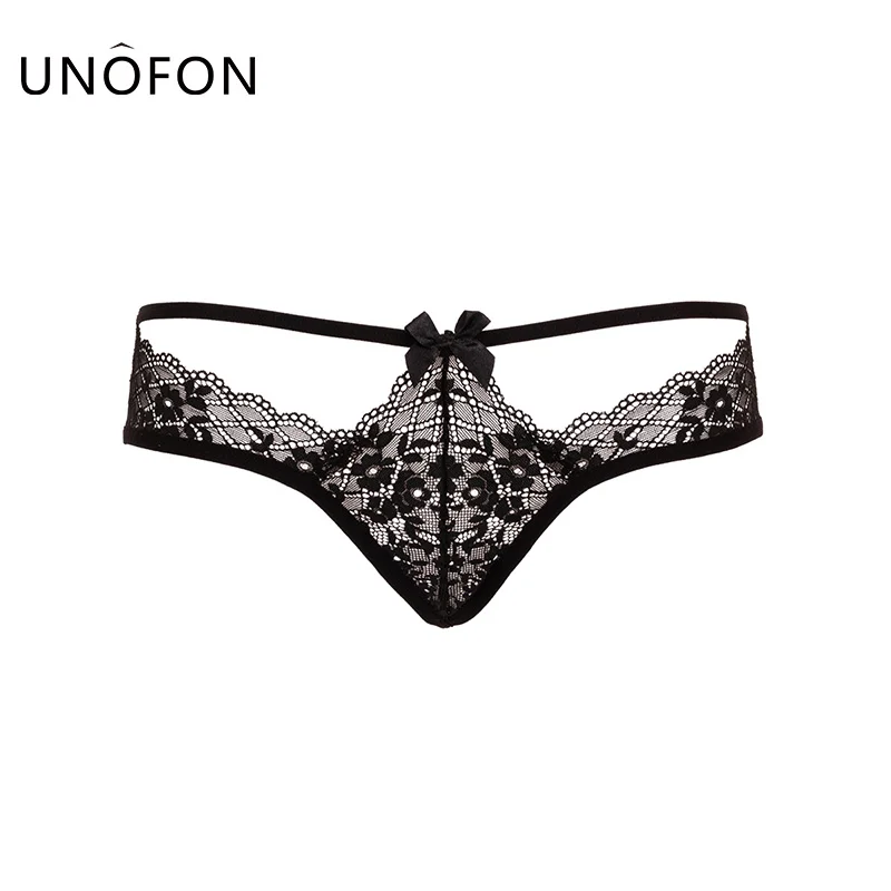 

UNOFON Erotic lace transparent butterfly knot butt lift briefs sexy femme Women lingerie femme Underwear Female Briefs Panties