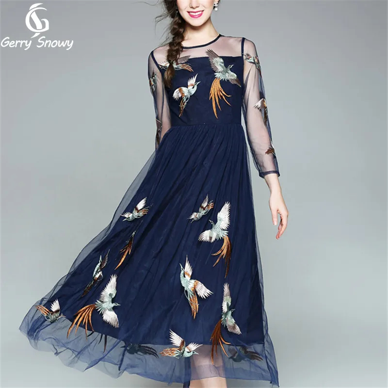 Летнее платье 2019 женское Новое тяжелое из маркизета с вышивкой О-образным