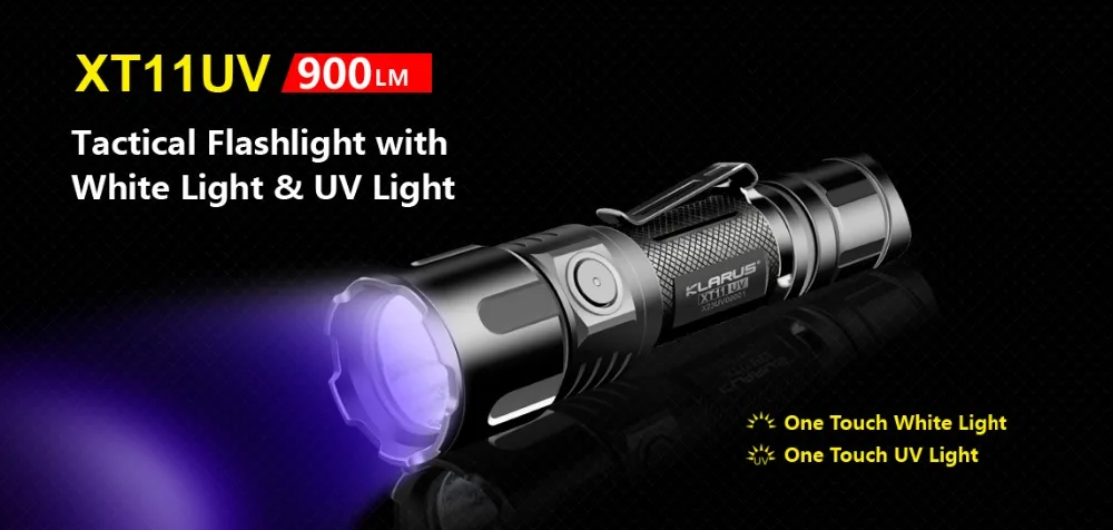 klarus XT11UV светодиодный вспышка светильник UV светильник CREE XP-L V3 3* 365nm UV 900LM USB Перезаряжаемые вспышка светильник с 18650 Батарея