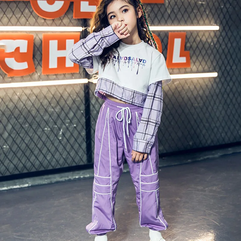 

New Jazz Dance Costume For Girls Modern Street Dancing Clothes One Pieces Tops/Pants Children Hip Hop Performance Wear DWY1879