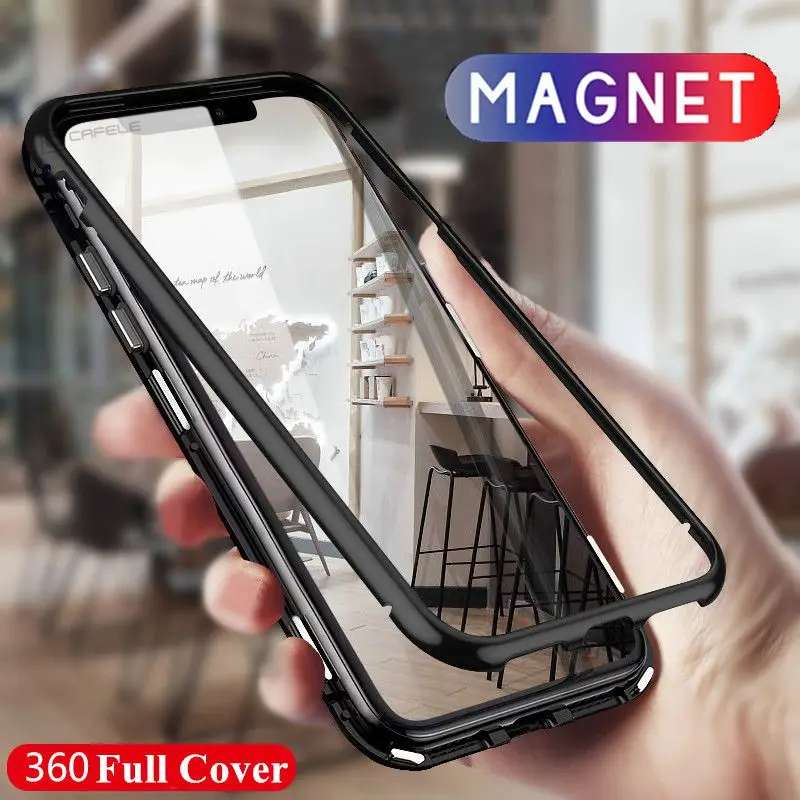 Magneto Magnetic Adsorption metal glass case for iphone X XR XS Max magnetic cover 8 7 6 6s Plus magnet cases |