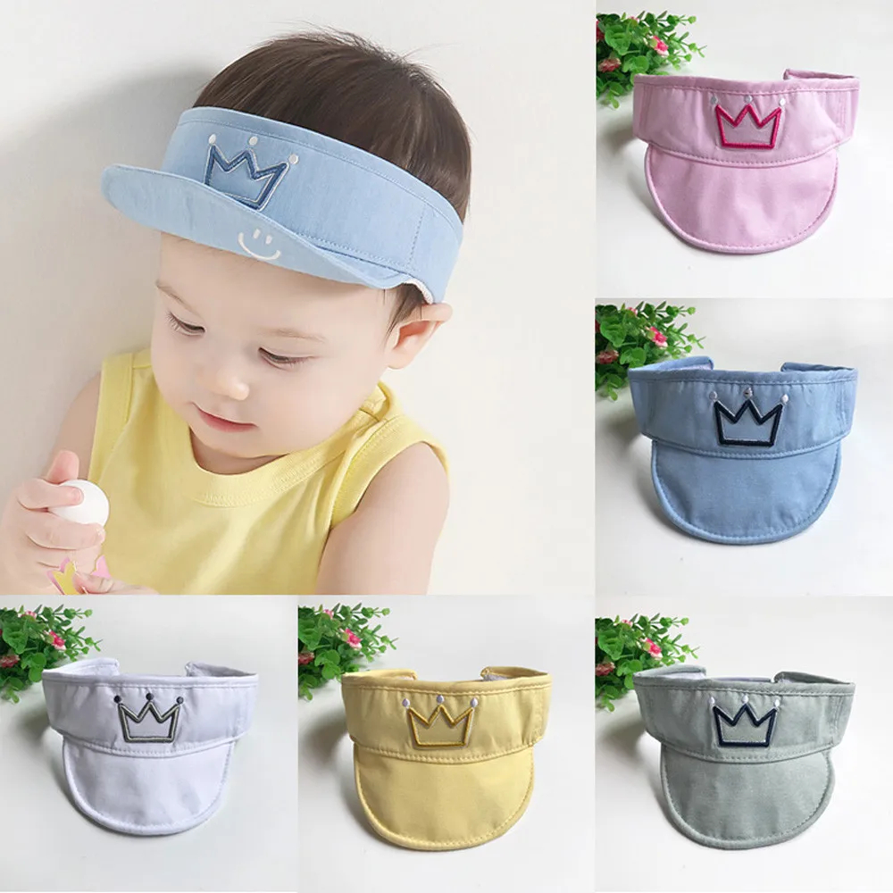 

Cotton Summer Baby Sun hat cap empty top Crown Smile design Visors Kids Baseball Hat snapback gorro Sun Hats chapeu infantil