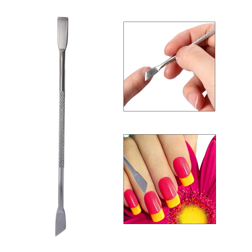 1 PC Dual ended Stainless Steel Nail Cuticle Pusher UV Gel Remover Anti