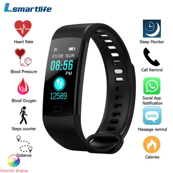 

Y5 Bluetooth Smart Bracelet Hear Rate Blood Pressure Monitor Smart Band Color Screen Women Men Sport Fitness Track Pedometer