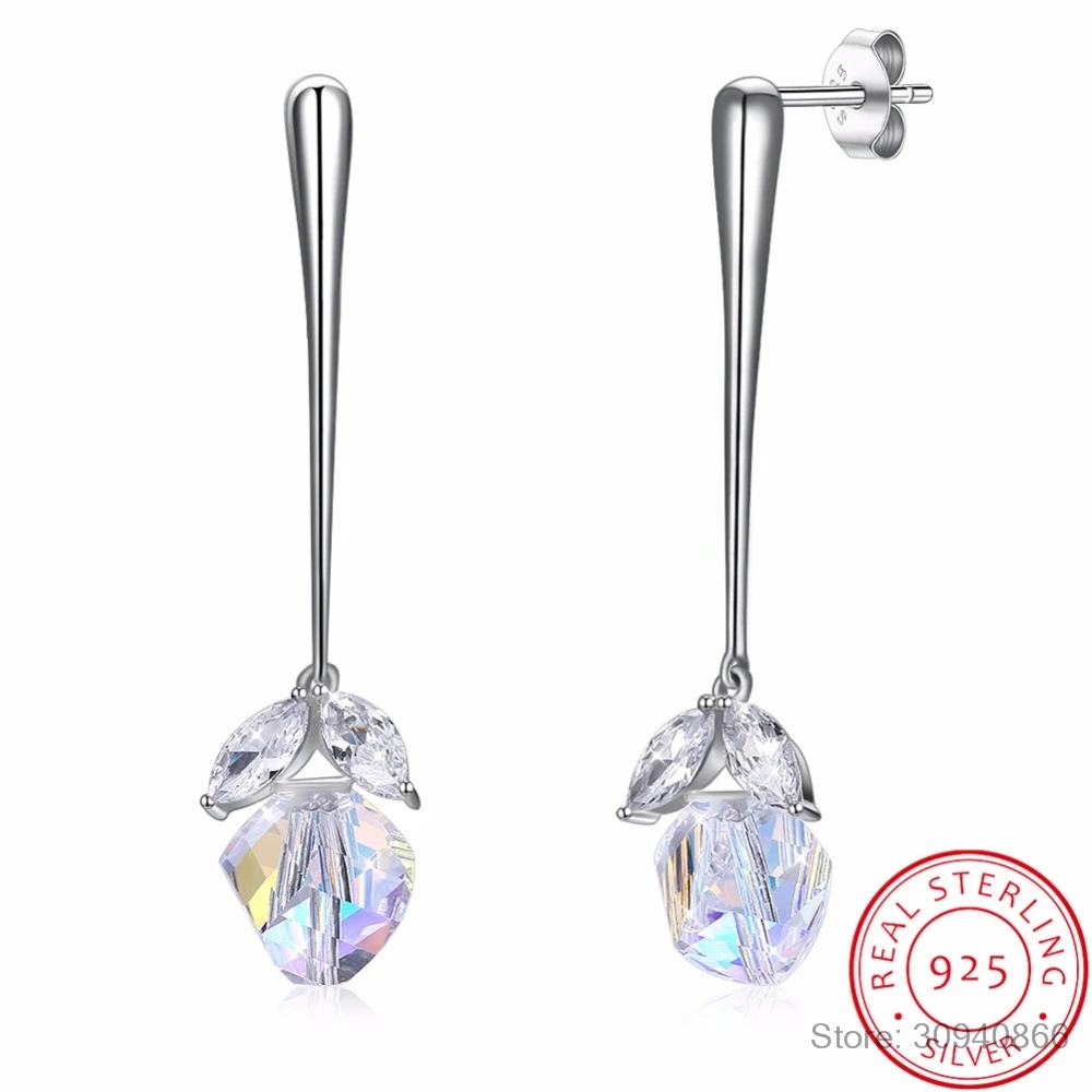 Серьги-подвески женские из серебра 925 пробы с кристаллами | Украшения и