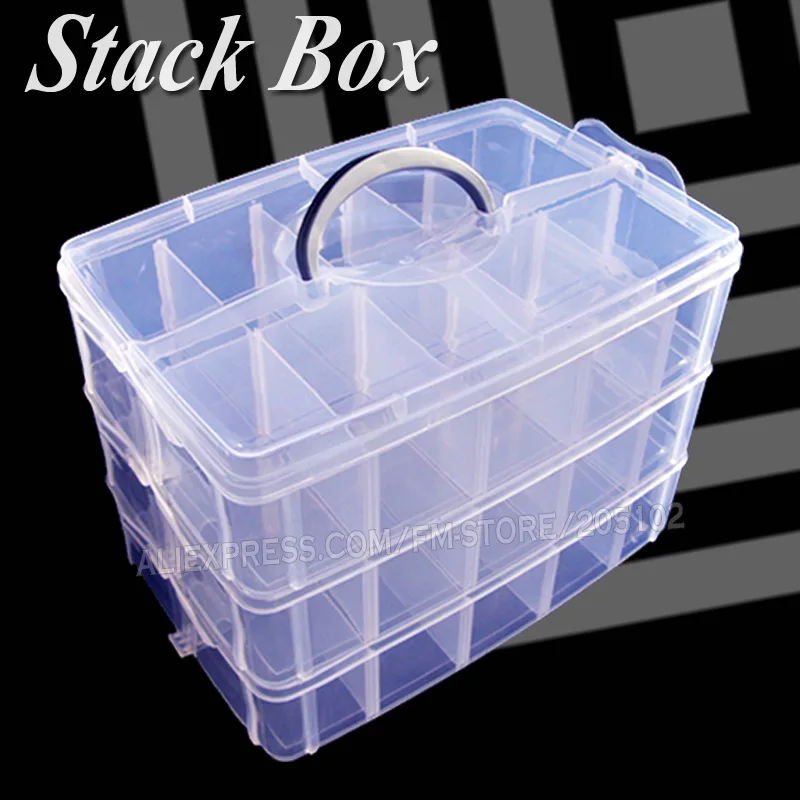 

Big Stack Box Accessory Storage 3 layers adjustable slots removable dividers for DIY Nail Jewelry beads home Organizer container