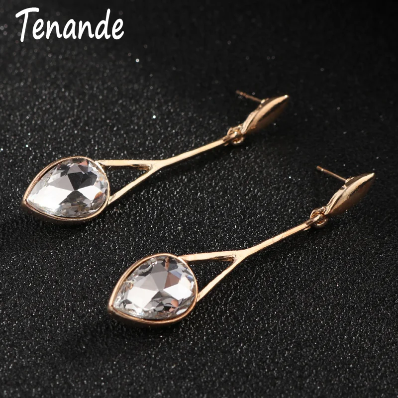 

Tenande New Fashion Gold Color Big Hollow Water Droplets Crystal Dangle Earrings for Women Party Jewelry Gift Bijuterias Penient