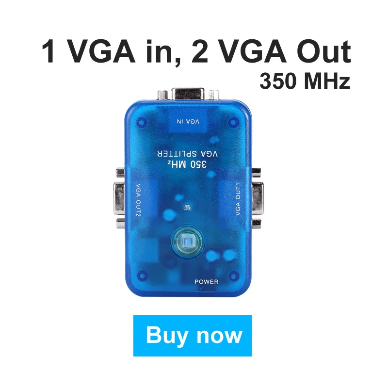 

MT-VIKI VGA Video Splitter Distributor 1 input to 2 Output support widescreen LCD Monitors MT-3502-A