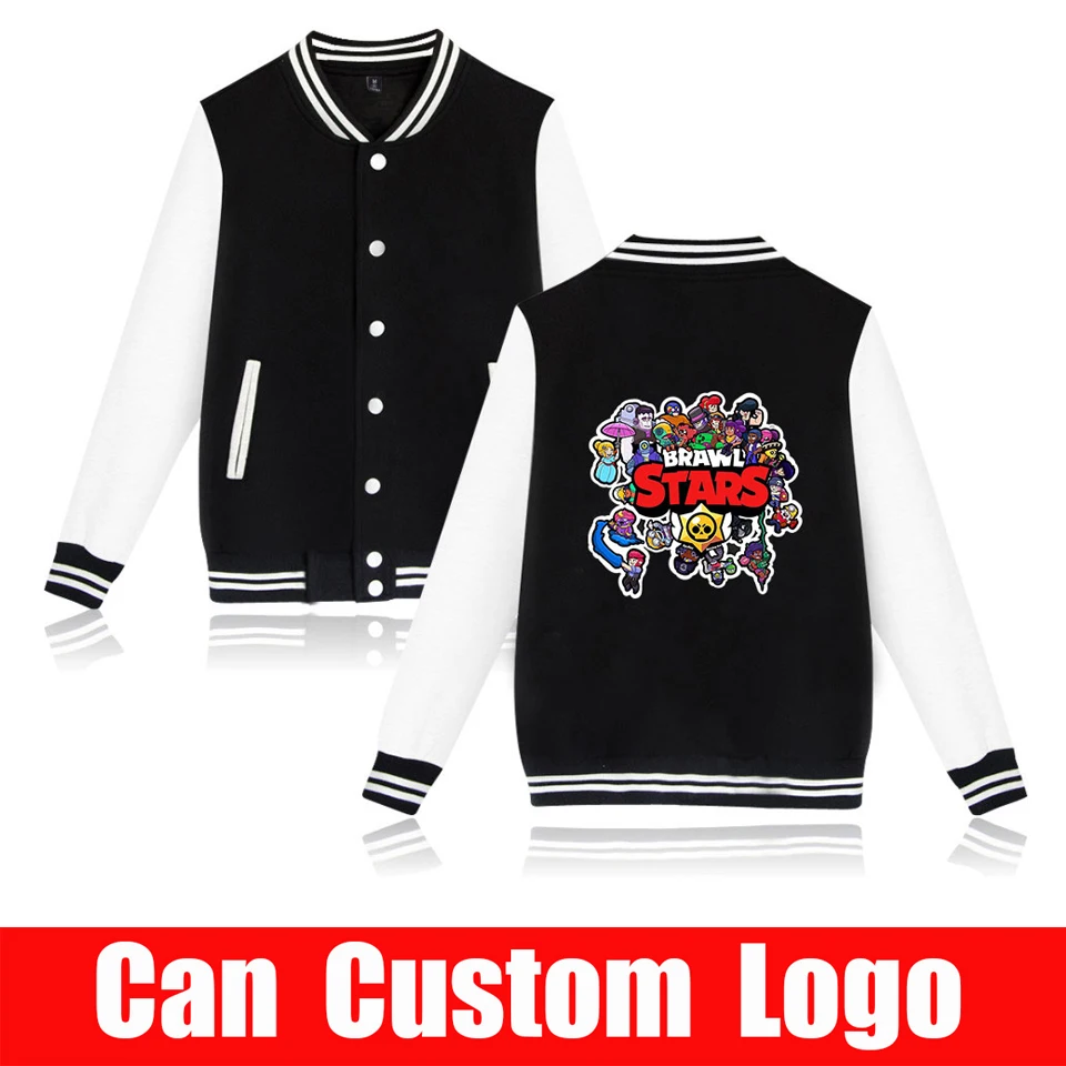 BRAWL STARS Hip Hop Jacket BRAWL STARS Jacket Men streetwear casacas para hombre Printed baseball jackets plus size Homme